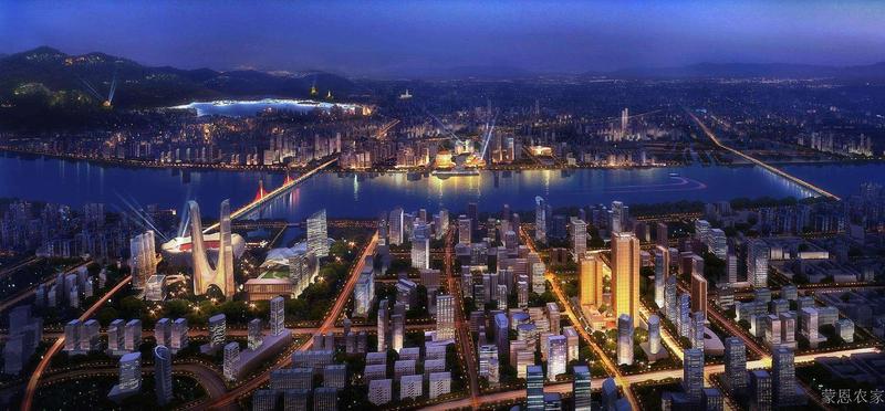 鸟瞰杭州夜景